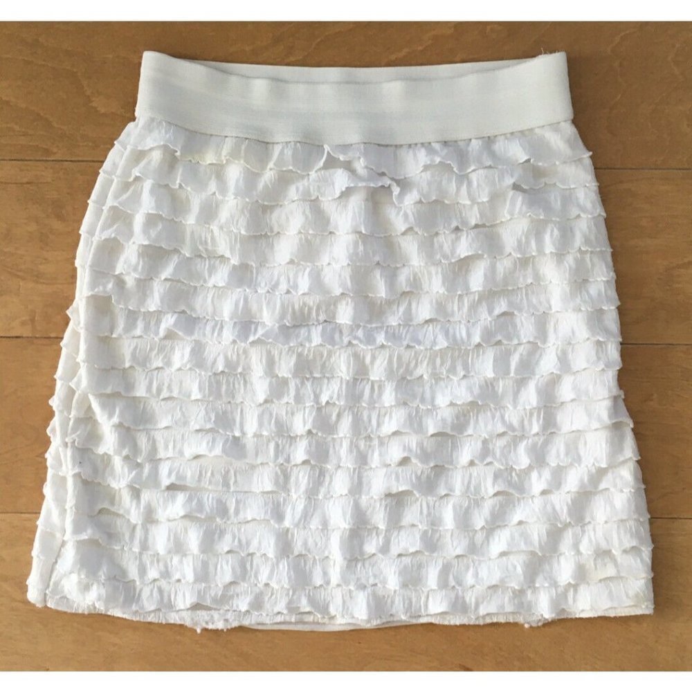 Water Water Every Wear White Over Bathing Suit Skirt Ruffles Size Medium